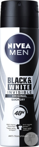 Nivea Men Black & White Invisible Original Quick Dry Déodorant Spray 48h Anti-Transpirant 150ml