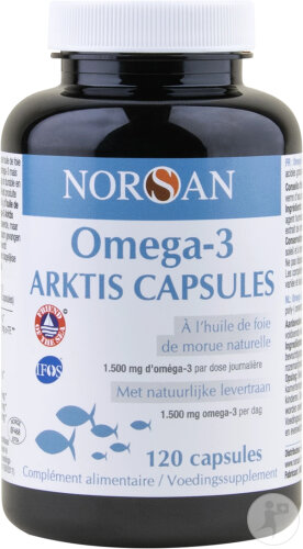 Norsan Omega-3 Arktis Capsules À L'Huile Naturelle De Morue 120 Pièces