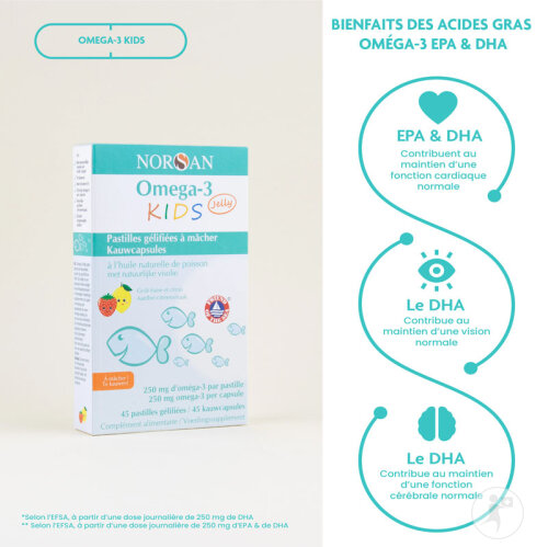 Norsan Omega-3 Kids Jelly Pastilles À Mâcher À L'Huile Naturelle De Poisson 45 Pastilles Gélifiées-2