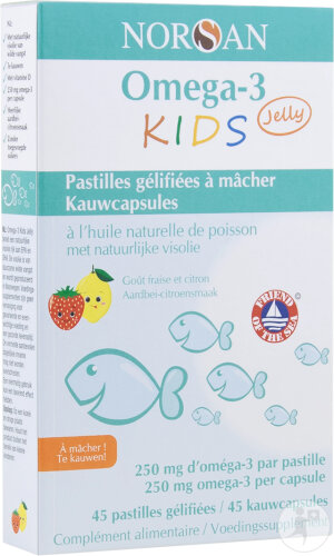 Norsan Omega-3 Kids Jelly Pastilles À Mâcher À L'Huile Naturelle De Poisson 45 Pastilles Gélifiées
