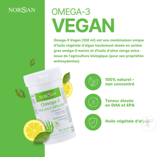 Norsan Omega-3 Vegan Capsules À L'Huile Végétale D'Algue 1700mg Capsules 80-2