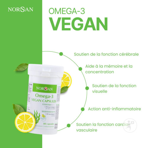Norsan Omega-3 Vegan Capsules À L'Huile Végétale D'Algue 1700mg Capsules 80-3