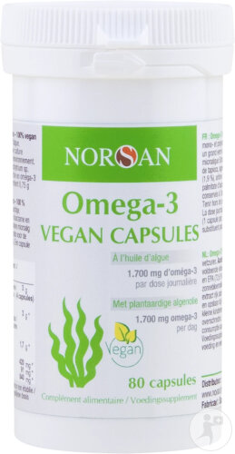 Norsan Omega-3 Vegan Capsules À L'Huile Végétale D'Algue 1700mg Capsules 80