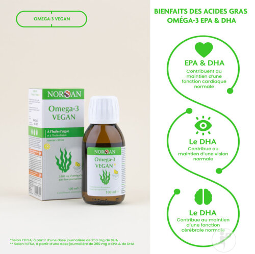 Norsan Omega-3 Vegan Huile D'Algue Saveur Citron Flacon 100ml-2