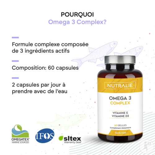 Nutralie Omega 3 Complex 2000mg D'EPA Et De DHA Avec Vitamines E Et D 60 Gélules Molles-3