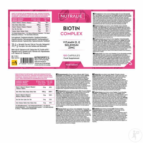 Nutralie Biotine Complex Avec Vitamines D/E/Sélénium/Zinc Cheveux/Peau/Ongles 120 Gélules-5