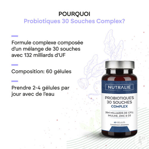 Nutralie Probiotiques 30 Souches Complex 60 Gélules-3