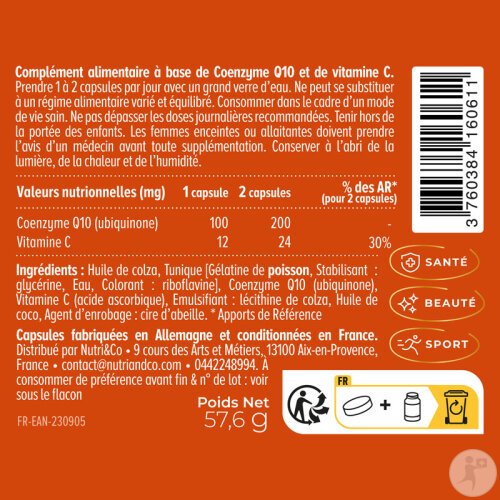Nutri&Co Coenzyme Coq10 Ubiquinone 100mg Anti-Âge Et Antioxydant 120 Gélules-3