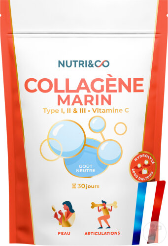 Nutri&Co Collagène Marin Type 1/2/3 Peau & Articulations Goût Neutre 180g