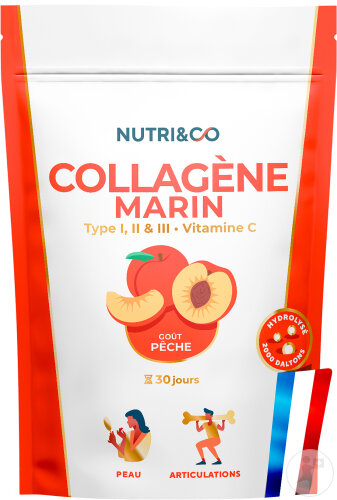 Nutri&Co Collagène Marin Type 1/2/3 Peau & Articulations Goût Pêche 180g