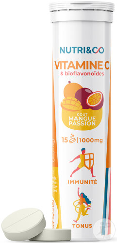 Nutri&Co Vitamine C Immunité Et Tonus Goût Mangue-Passion Véga 15 Comprimés