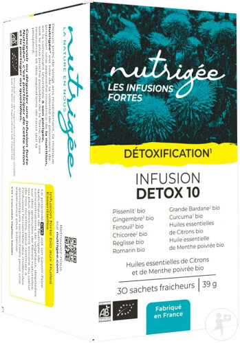 Nutrigée Les Infusions Fortes Bio Détoxinant Foie Et Intestin Infusion Détox 10 Sachets 30