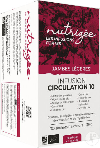 Nutrigée Les Infusions Fortes Bio Draineur Infusion Circulation 10 Jambes Légères 30 Sachets