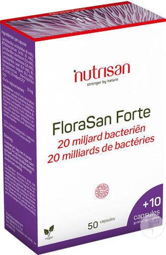 Nutrisan FloraSan Forte 20 Milliards De Bactéries Promo 50+10 Capsules Gratuites