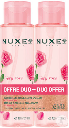 Nuxe Very Rose Eau Micellaire Démaquillante Apaisante Flacons 2x400ml