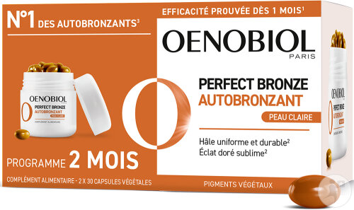 Oenobiol Solaire Perfect Bronze Autobronzant Peau Claire Complément Alimentaire 2x30 Capsules