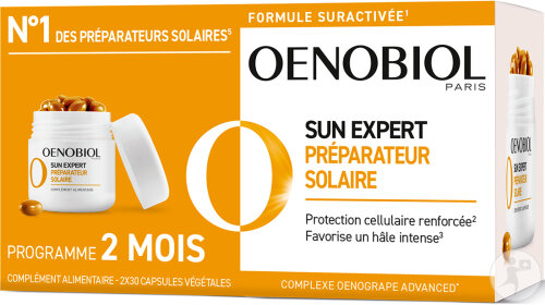 Oenobiol Sun Expert Préparateur Solaire Complément Alimentaire 2x30 Capsules