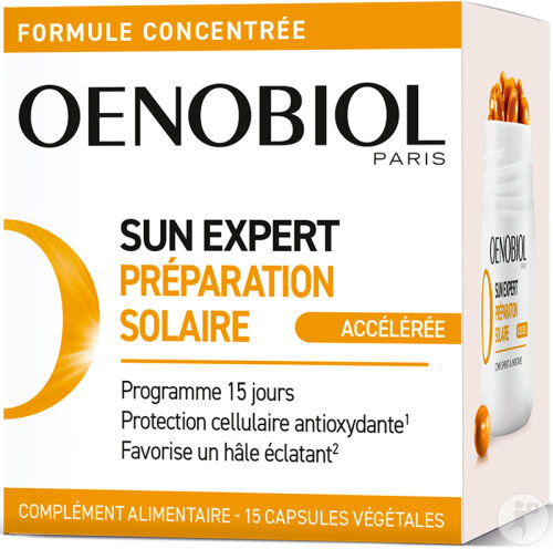 Oenobiol Sun Expert Préparation Solaire Accélérée Complément Alimentaire 15 Capsules