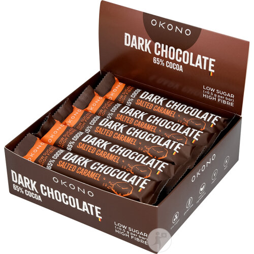 Okono Dark Chocolate 65% Cacao Salted Caramel 20x35g