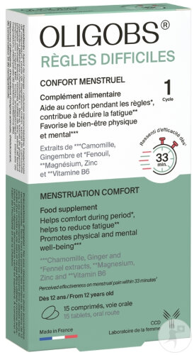 Oligobs Menstruation Règles Difficiles Confort Menstruel 1 Cycle 15 Comprimés