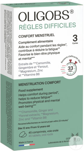 Oligobs Menstruation Règles Difficiles Confort Menstruel 3 Cycles 45 Comprimés