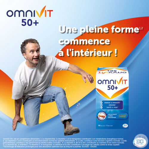 Omnivit 50+ Multivitamine Pour Énergie-Immunité-Mémoire-Santé Des Yeux 90 Gélules-2