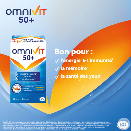 Omnivit 50+ Multivitamine Pour Énergie-Immunité-Mémoire-Santé Des Yeux 90 Gélules-3