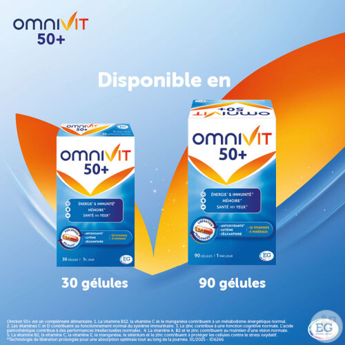 Omnivit 50+ Multivitamine Pour Énergie-Immunité-Mémoire-Santé Des Yeux 90 Gélules-6