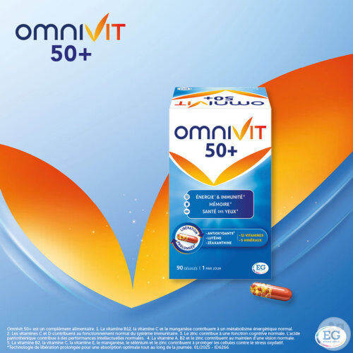 Omnivit 50+ Multivitamine Pour Énergie-Immunité-Mémoire-Santé Des Yeux 90 Gélules-7