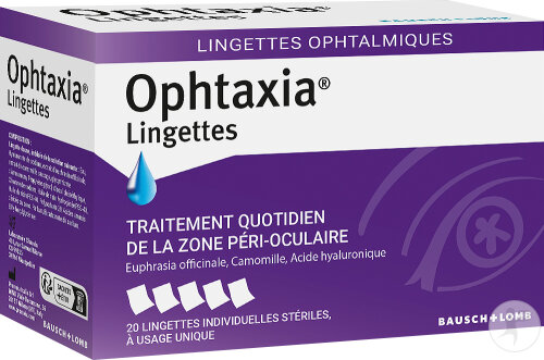 Ophtaxia Lingettes Traitement Quotidien De La Zone Péri-Oculaire 20 Pièces