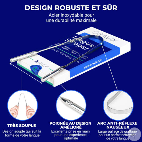 Oravix Gratte-Langue U En Acier Inoxydable 1 Pièce-3