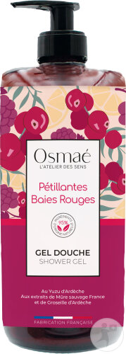 Osmaé Gel Douche Pétillantes Baies Rouges 1l