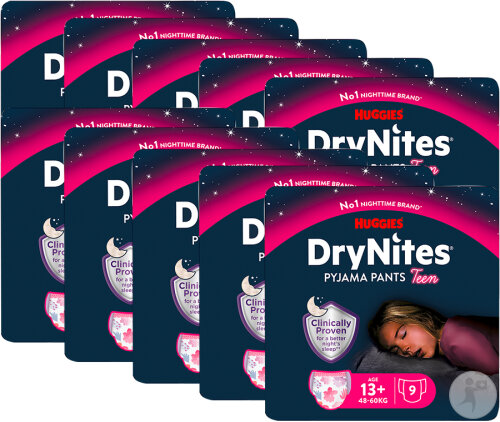 Pack De 10 DryNites Culottes Absorbantes Pour La Nuit Filles 13+ Ans 48-60kg 9 Pièces