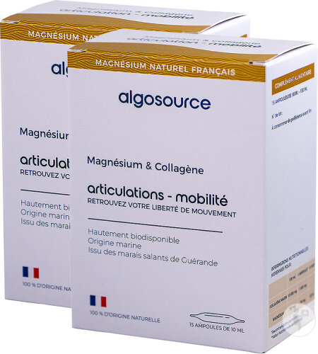 Pack De 2 Algosource Magnésium & Collagène Ampoules 15x10ml