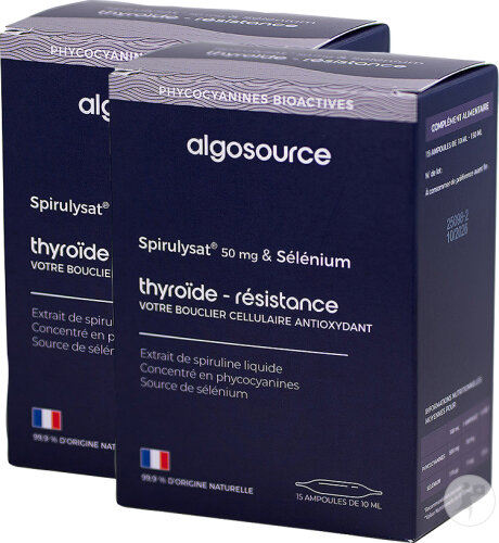 Pack De 2 Algosource Spirulysat 50mg & Sélénium Ampoules 15x10ml