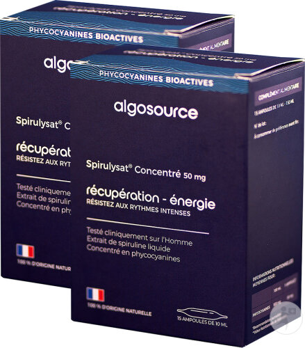 Pack De 2 Algosource Spirulysat Concentré 50mg Ampoules 15x10ml