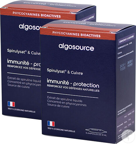 Pack De 2 Algosource Spirulysat & Cuivre Ampoules 15x10ml