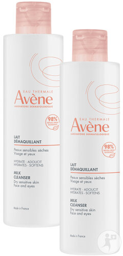 Pack De 2 Avène Les Essentiels Lait Démaquillant Peau Sensible Sèche Visage Et Yeux 200ml
