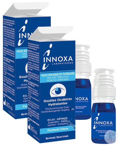 Pack De 2 Innoxa Gouttes Oculaires Hydratantes Formule Bleue Flacon 10ml
