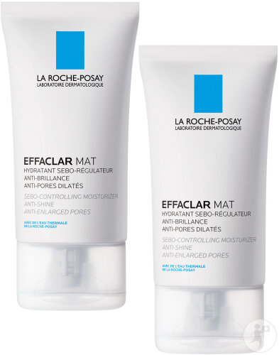 Pack De 2 La Roche-Posay Effaclar MAT Soin Hydratant Sébo-Régulateur Visage Peaux Grasses Tube 40ml