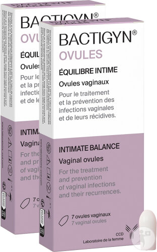 Pack De 2 Laboratoire CCD Bactigyn Ovules Équilibre Intime 7 Pièces