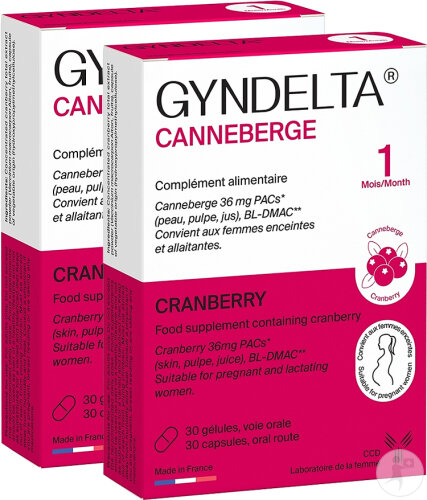 Pack De 2 Laboratoire CCD Gyndelta Cranberry 36mg PACs Complément Alimentaire 30 Gélules