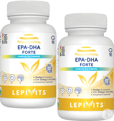 Pack De 2 Lepivits Huile De Poisson Omega 3 EPA DHA Plus 1000mg 90 Capsules