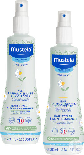 Pack De 2 Mustela Bébé Eau Rafraichissante Et Coiffante Cheveux Peau Normale Flacon 200ml