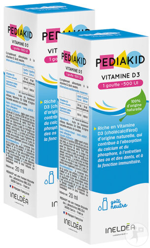 Pack De 2 Pediakid Vitamine D3 Goût Neutre Flacon 20ml