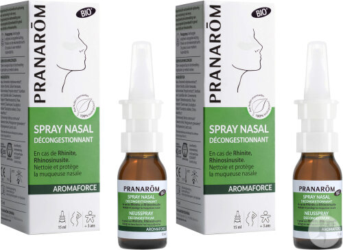 Pack De 2 Pranarôm Aromaforce Spray Nasal Huiles Essentielles Bio 15ml