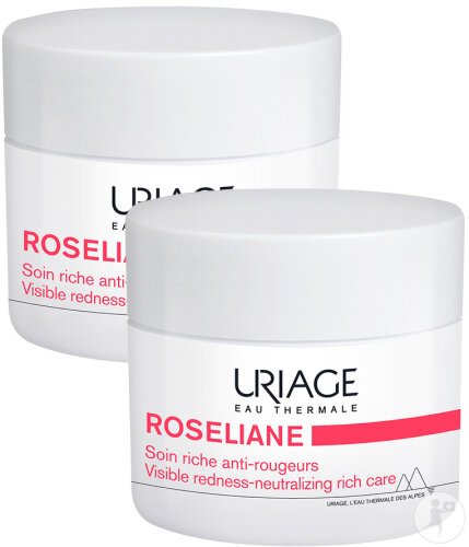 Pack De 2 Uriage Roséliane Soin Riche Anti-Rougeurs Peaux Sensibles Sujettes Aux Rougeurs 50ml