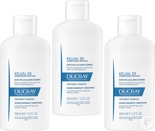 Pack De 3 Ducray Kelual Ds Shampoing Traitant Pellicules Sévères & Démangeaisons 100ml