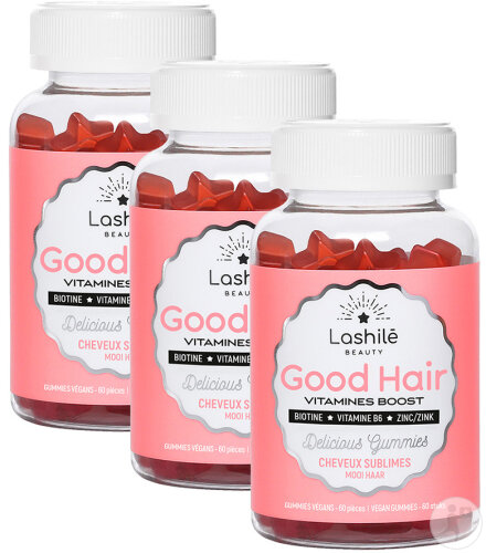 Pack De 3 Lashilé Good Hair Vitamines Boost Cheveux Sublimes Complément Alimentaire Végan 60 Gummies