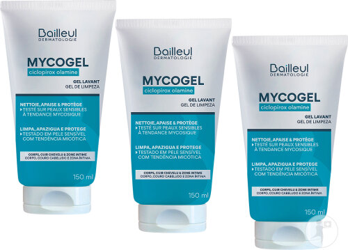 Pack De 3 Mycogel Gel Nettoyant Moussant Peaux Sensibles/Mycoses Tube 150ml